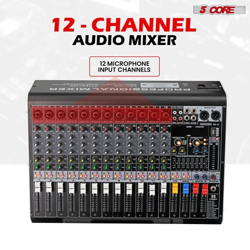 Audio Mixer 12 Channel DJ Equipment with Bluetooth USB Console Sound