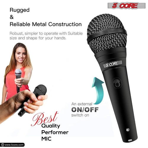 5Core XLR Microphone Dynamic Mic Karaoke Singing Studio Microfono