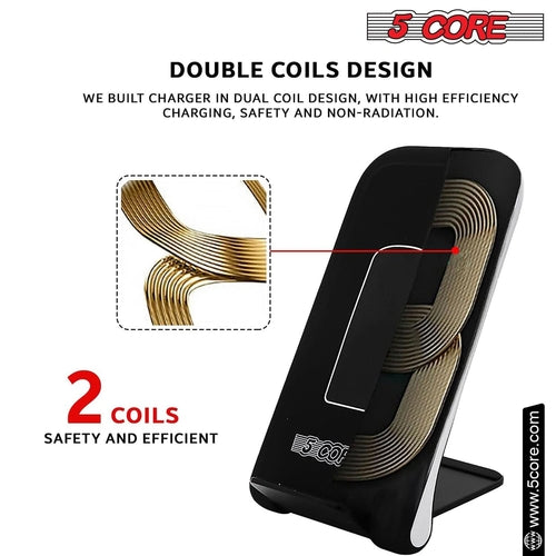 5 Core Wireless Charger 10W Max Fast Wireless Charging Pad Glass Top