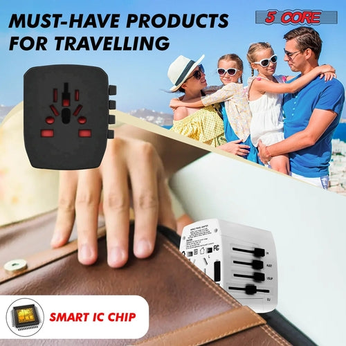 5Core Universal Travel Adapter International Power Adapters 3 Pack