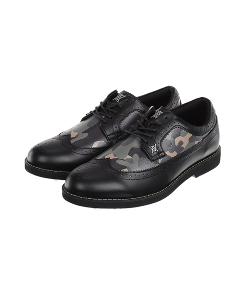 Men's Camo Wingtip Brogue Shoes - Black