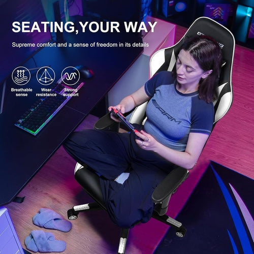 Gaming Chair with Footrest, Ergonomic Computer Game Desk Chair,