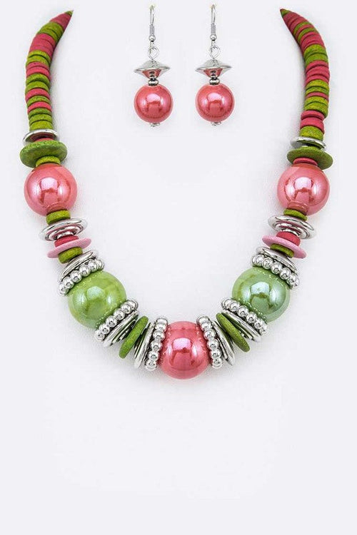 Mix Beads & Disks Necklace Set