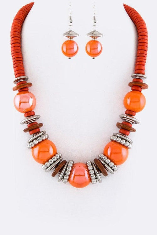 Mix Beads & Disks Necklace Set