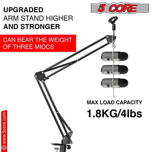 5Core Microphone Stand Suspension Desk Scissor Boom Arm 16" Shock