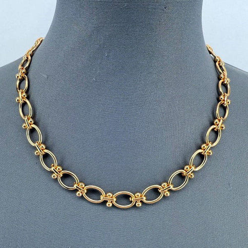 Gold Finish Tailored Paper Clip Necklace