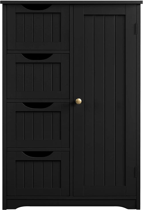 Wooden Bathroom Floor/Side Storage Organizer Cabinet with 4 Drawers