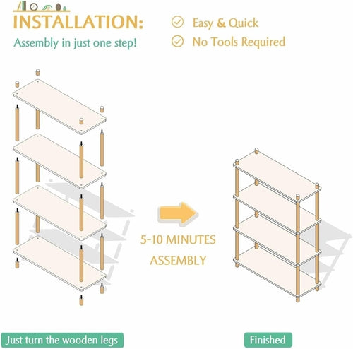 3 Tier Wooden Shelf Bookcase Oak Free Standing Unit