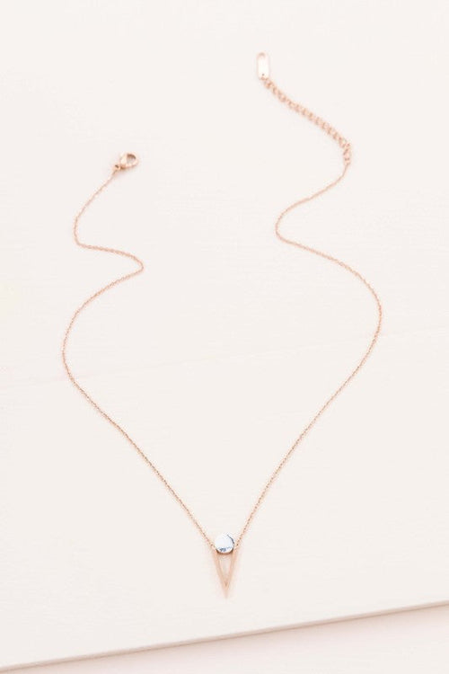 Tensly Point Stone Necklace | Rose Gold (14K)