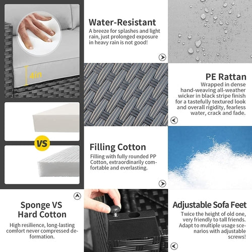 5 Pcs Outdoor Furniture Sets Patio Furniture Set with 45" Fire Pit