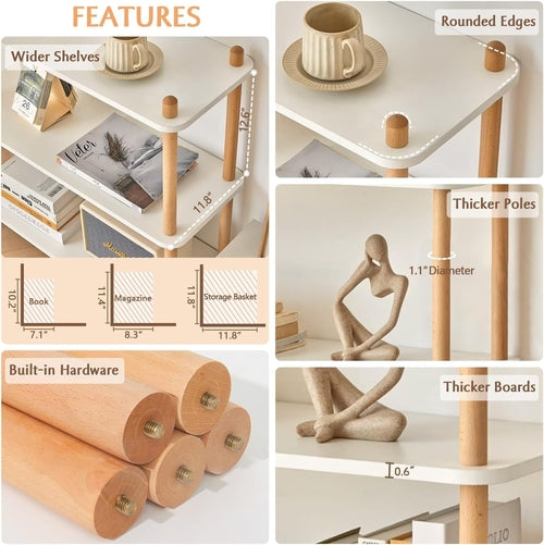 3 Tier Wooden Shelf Bookcase Oak Free Standing Unit