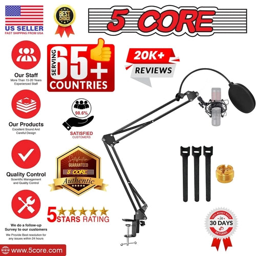 5Core Microphone Stand Suspension Desk Scissor Boom Arm W Shock Mount