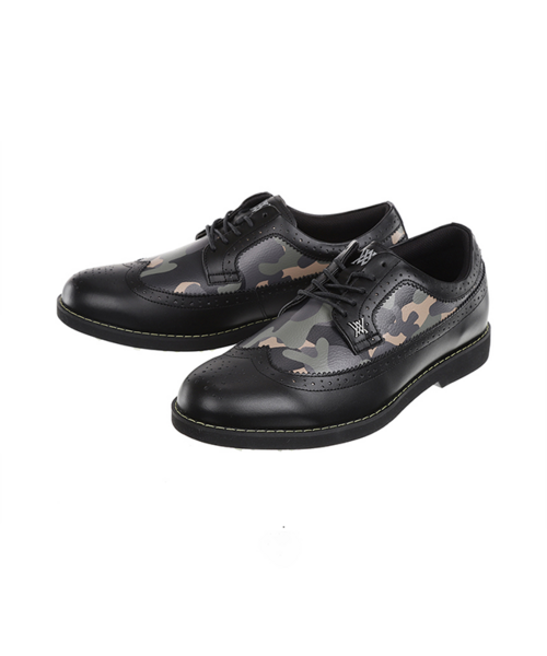 Men's Camo Wingtip Brogue Shoes - Black