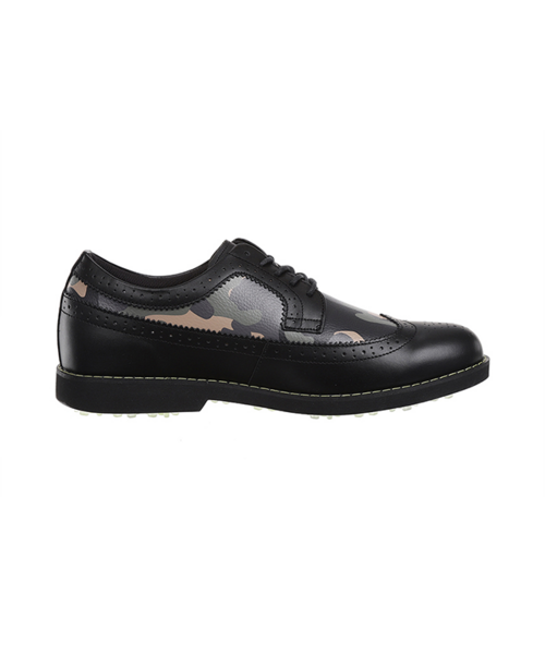 Men's Camo Wingtip Brogue Shoes - Black