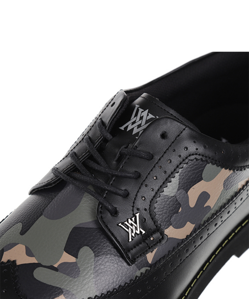 Men's Camo Wingtip Brogue Shoes - Black