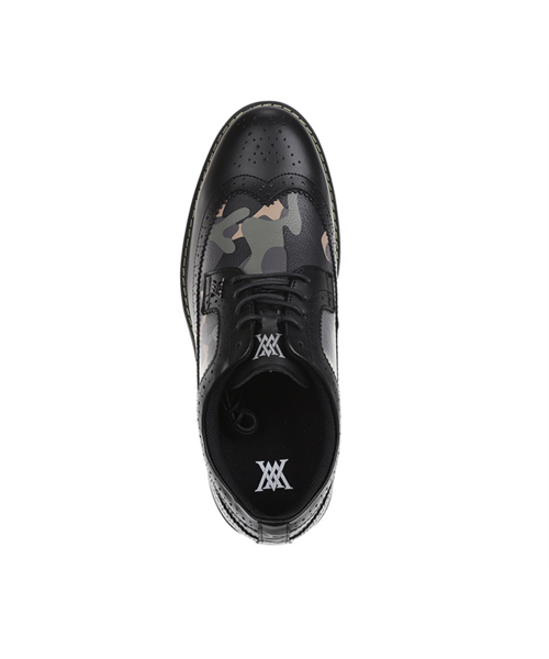 Men's Camo Wingtip Brogue Shoes - Black