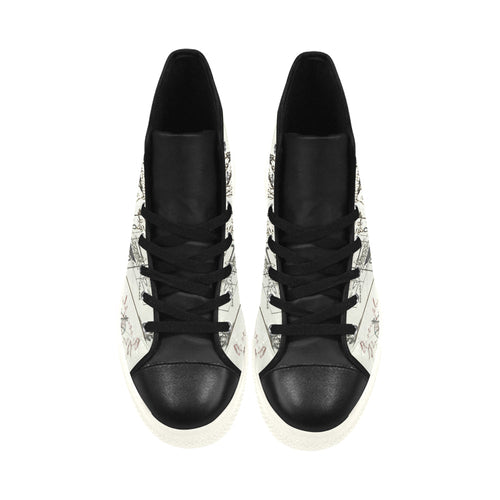 MAP AND SOME ILLUSTRATIONS High Top Action Leather Men's Shoes