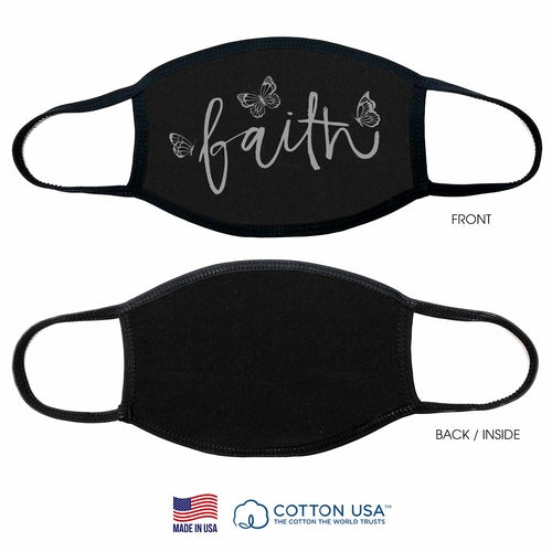 FAITH  BLACK - 100% COTTON FACE MASK
