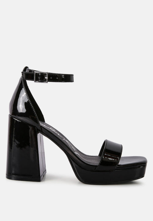 Black High Block Heeled Platform Sandals