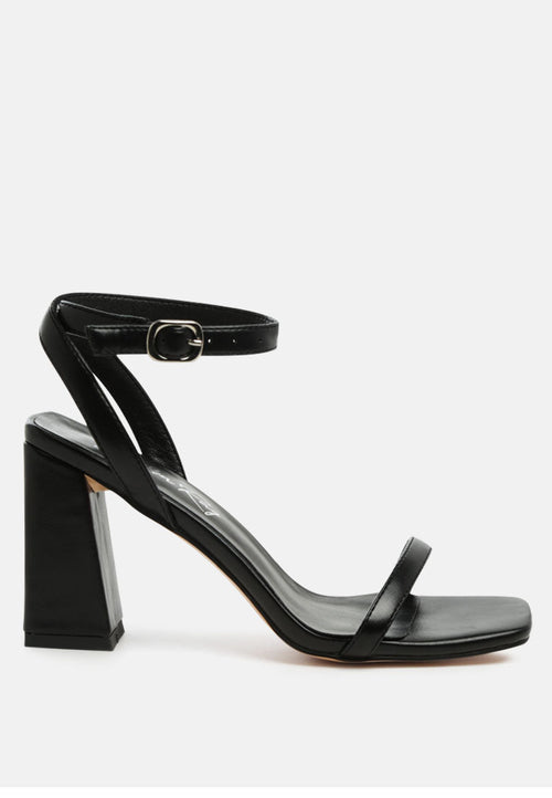 Mooncut Ankle Strap Block Heel Sandals