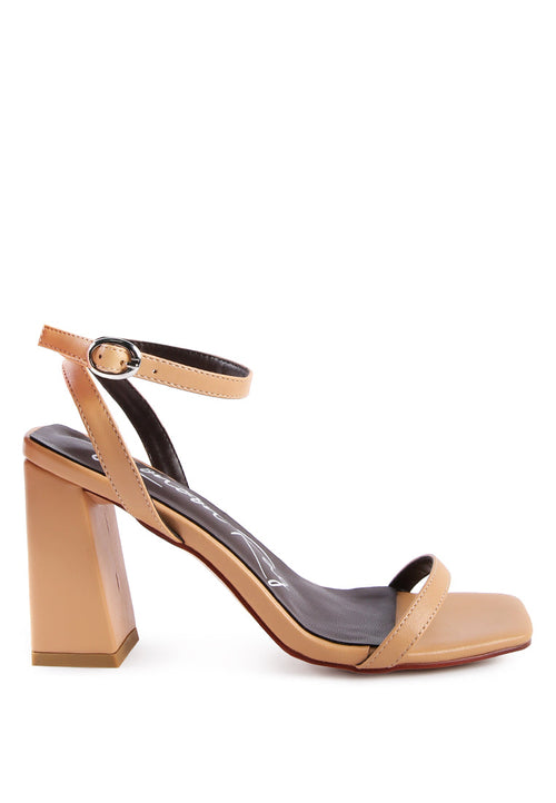 Mooncut Ankle Strap Block Heel Sandals