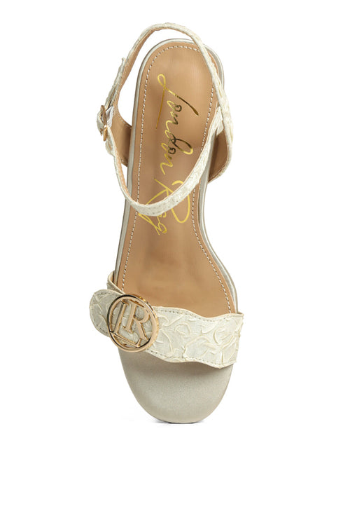 Chaplet Textured Block Heel Sandals