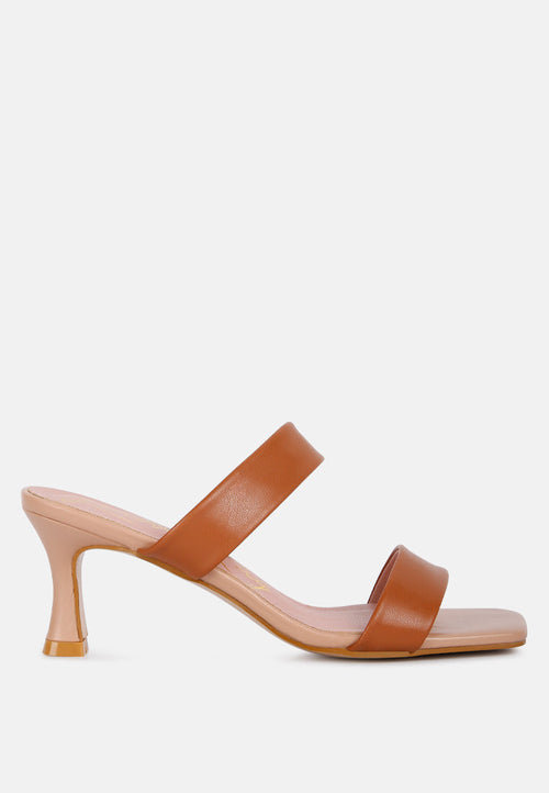 Brown Mid Heel Sandals
