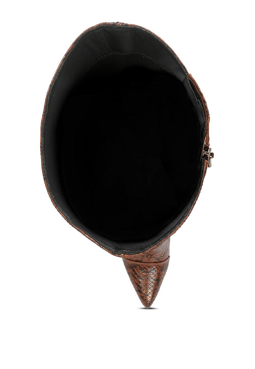 Catalina Snake Print Stiletto Knee Boots