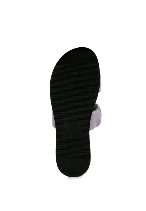 Faux Leather Ruched Strap Platform Sandals