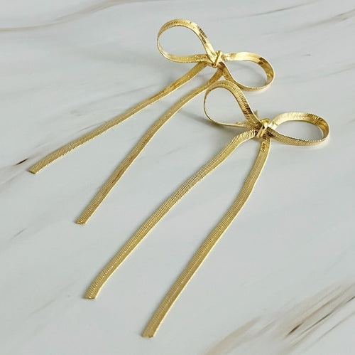 Long Drop Bow Earrings