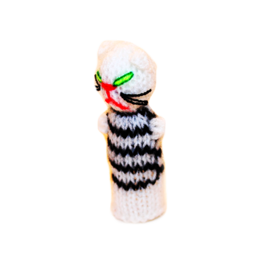 Cat Finger Puppet  (white & black)