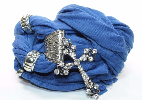 Nautical Blue Cross Pendant Scarf