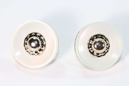 Off-White Button Stud Earrings