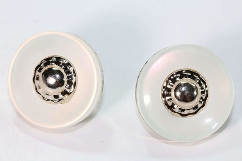 Off-White Button Stud Earrings