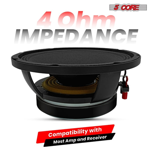 5 CORE 10 Inch Subwoofer Speaker 600W Max 4 Ohm Full Range Replacement