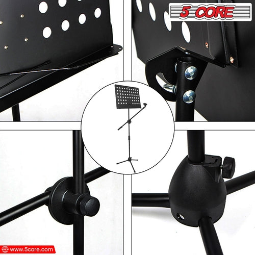 5 Core Music Stand Adjustable Desktop Book Stands w Mic Holder
