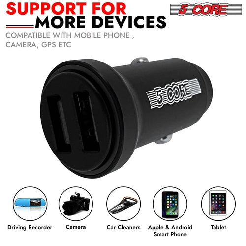 5 Core Fast Car Charger Pair Quick Charging Phone USB Adapter 2 Port