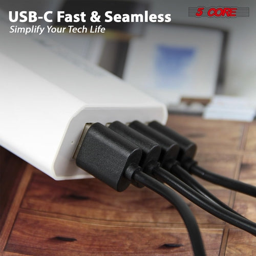 5Core USB to USB C Cable 5PCS 65W Fast Charging w Data Transfer