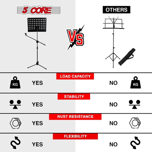 5 Core Music Stand Adjustable Desktop Book Stands w Mic Holder