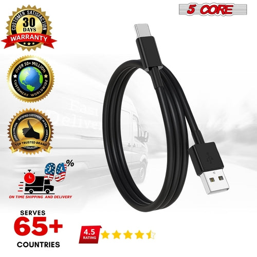 5Core USB to USB C Cable 5PCS 65W Fast Charging w Data Transfer