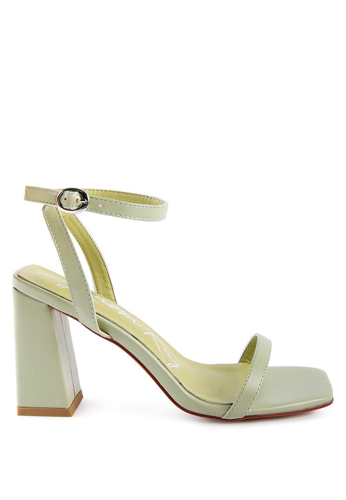 Mooncut Ankle Strap Block Heel Sandals