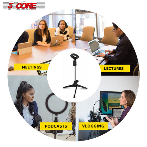 5Core Desktop Mic Stand Tripod Universal Desk Microphone Holder Table