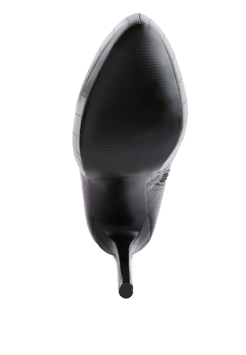 Orion High Heeled Croc Ankle Boot