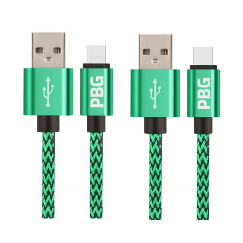 PBG 10FT XL Type-C Charger Cable - Nylon Woven Zebra Pattern 2 Pack