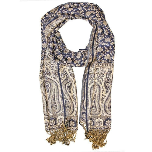 Reversible Scarf Pattern Patola Style Dark Paisley Print Botanical