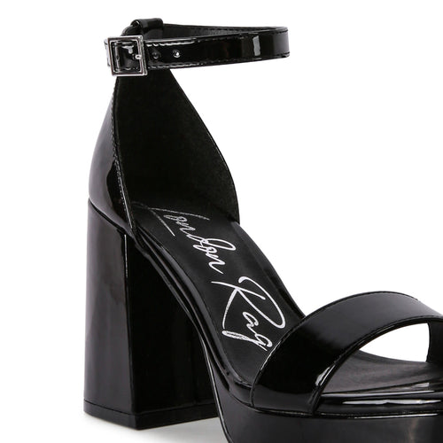 Black High Block Heeled Platform Sandals