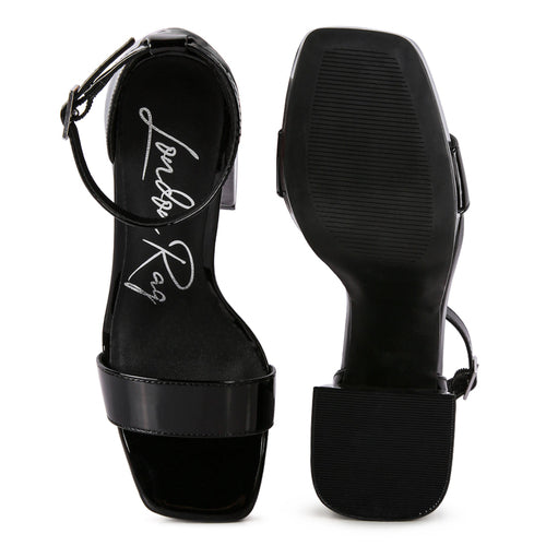 Black High Block Heeled Platform Sandals