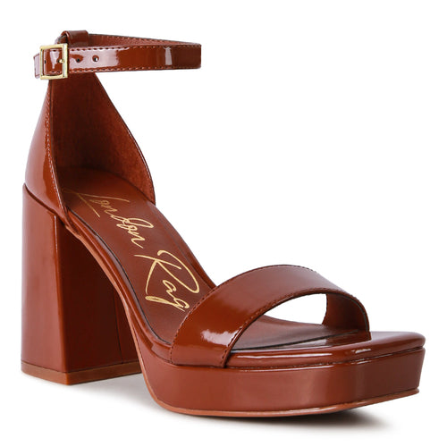Brown High Block Heeled Platform Sandals