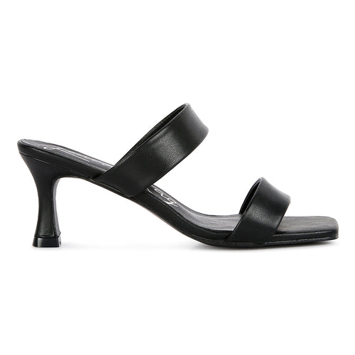 Black Mid Heel Sandals