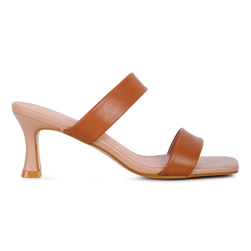 Brown Mid Heel Sandals